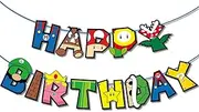 Happium Super Mario Birthday Banner Mario Garland Bunting for Birthday Party Supplies Decorations