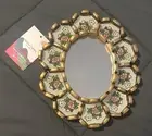 RAYMISA/ Glass Mirror Reverse Painted Glass White Floral Multicolor 8”x 6”