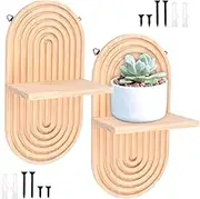 2Pcs Floating Shelf Wood Candle, Wall Holder Minimalist Shelf Wall Decor Aesthetic Floating Rack Easy to Install for Nursery Bedroom Living Room(Log Color,2)