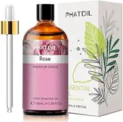 PHATOIL Rose Essential Oil 100ML, Essential Oils for Diffuser, Humidifier, Aromatherapy, DIY Candle and Scented Products Making (Rose, 100ml)
