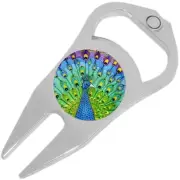 Colorful Peacock Golf Ball Marker Divot Repair Tool Bottle Opener