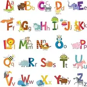 DECOWALL DS-8002 Animal Alphabet Kids Wall Stickers Wall Decals Peel and Stick Removable Wall Stickers for Kids Nursery Bedroom Living Room (Small)