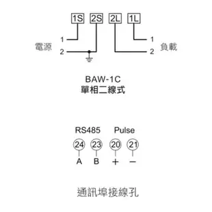 巧力 CIC 電表 BAW-1C 10(80A) 附 RS485 單相二線 電子式瓦時計 分電錶 套房 租屋 冷氣