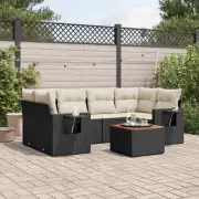 Garden Sofa Set Black PE Rattan Cushions Modular Outdoor Furniture Storage 56791