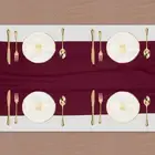 2 Pcs Dark Red Chiffon Table Runner 27.5" x 118" Romantic Table Runner