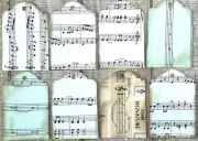 music sheet page tags upcycled junk journal music book page tags 8 tag set