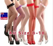 Plus Size 8-18 Woman's Fishnet Over the Knee Floral Frill Lace Leg Stockings
