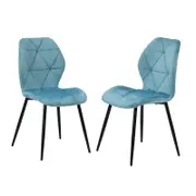 Oikiture Dining Chairs Set of 2 Velvet Blue