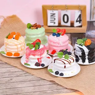 蛋糕坯 仿真蛋糕模型舒芙蕾雙層蛋糕模型仿真創意草莓水果生日甜點麵包裝飾拍攝道具