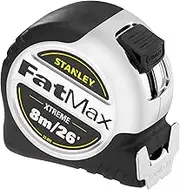 STANLEY FATMAX XTREME Tape Measure Metric/Imperial System 8M 32mm Wide with Chrome Case and Rubber Grip 5-33-891