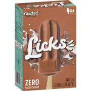 Twisted Licks Rich Chocolate Zero Added Sugar Sticks 4 Pack