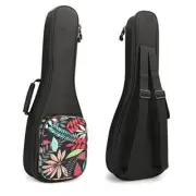 Ukulele Bag,21 23 26 Ukelele Case Thicker Pad For Soprano 23 Inch Black Leaves
