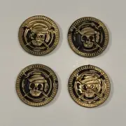 (4) Pirate Skull Treasure Chest Coins Tokens Board Game Replacement Pieces Parts