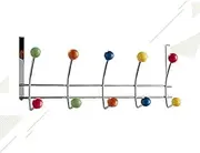 tooloflife Door Coat Rack with 10 Hooks with Colourful Balls Colourful Wall Mounted Coat Rack