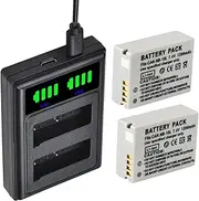 2 Packs NB-10L NB10L Batteries Dual Charger with Type C Port for Canon PowerShot G1 X, G3 X, G15, G16, SX40 HS, SX50 HS, SX60 HS Camera