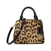 DKNY Brown & Black Leopard Print Haircalf Satchel Bag, Gold Hardware, NWT!!