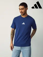 adidas Blue Navy Small Essentials Logo Single Jersey T-Shirt (E67457) | $46