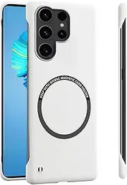 [RUNGOS] for Samsung S23 Ultra Case MagSafe (Bare Metal Feel) [Strong Magnetic] Borderless Slim Shockproof Case for Samsung Galaxy S23 Ultra MagSafe Case, S23 Ultra Phone Case 6.8 Inch 2023, Off White