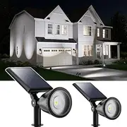 2 Pack Solar Powered Spot Lights Outdoor Waterproof Super Bright LED Yard Spotlight for Tree, Flag, Lawn, Statue, Sunset Landscape Accent Lighting for Outside House Wall Garden Backyard Sidewalk Path