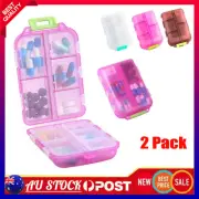2PCS Travel Pill Organizer Box, Portable Case with 10 Compartments for Medicines