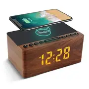 Digital LED Alarm Clock FM Radio, Fast Wireless Charger Station for