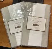 NEW Pottery Barn Awning Stripe Beige Tan Standard Cotton Pillow Sham Set of 2