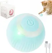 Interactive Smart Cat Toy Ball, Smart Cat Toys Automatic Rolling Ball, Self Rotating Rolling Ball, Moving Rolling Cat Toys, Rechargeable Quiet Pet Toy Ball, Silicone Premium Self Rotating Ball (Blue)
