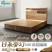 在飛比找蝦皮商城優惠-IHouse-日系夢幻100 夜燈插座房間2件組(床頭+床底