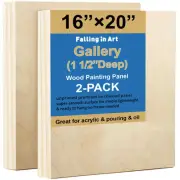2 Pack Unfinished Wooden Canvas Panels, 16x20 Gallery Birch Wood Panels Kit, ...