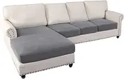 H.VERSAILTEX Sectional Couch Covers 4 Pieces Sofa Seat Cushion Covers L Shape Separate Cushion Couch Chaise Cover for Both Left/Right Sectional Couch (3 Seater + 1 Chaise, Dove)