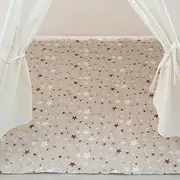 TreeBud Padded Mat for Kids Play Tent, Non-Slip Baby Activity Rug Mat, Teepee Play Mat for Baby Toddlers (Gary - Star, 47.3"x47.3" - Square)