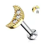 Piercing Ear Labret Lip Croisant Moon Golden