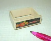 Miniature Sturdy Natural Wood Crate, "California Fruits" Decal: DOLLHOUSE 1:12