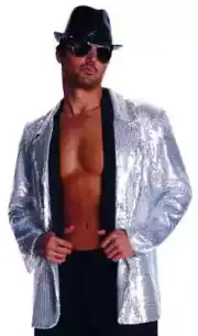 Sequin Jacket Dance Chorus Line Pimp Fancy Dress Up Halloween Costume 4 COLORS