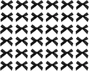 Tupalizy Ribbon Bows Mini Satin Fabric Bows Flowers for DIY Craft Sewing Scrapbooking Wedding Christmas Party Favors Bakery Treat Gift Box Decoration Packaging, 40x40x10mm, 50PCS (Black)
