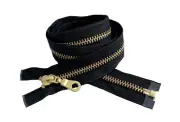YKK#5 4" - 36" Brass Nomex Fire Retardant Separating (Jacket) Zipper -BLACK Tape