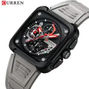 CURREN Men Square Watch Chronograph Date Military WristWatch Boys Sport Watch
