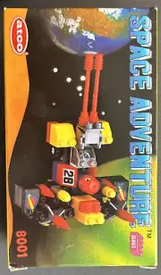 New VINTAGE 1988 PLASTIC ATCO SPACE ADVENTURE LEGO BOXED 8001 SET + MINI-FIGURES