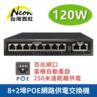 在飛比找PChome24h購物優惠-8+2埠120W大功率POE網路供電交換機