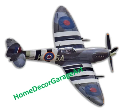 Spitfire MK lX British Aircraft Cutout, Flat Metal Sign, Aviation Garage Art