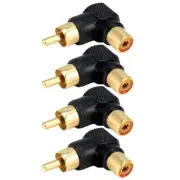 4x RCA Female Male to Female Right Angle 90 Degree Audio Adapter Connector Gold