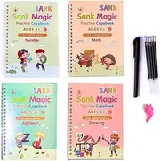 TopE 4 Pack Magic Practice Copybook for Kids, Number & Letter Tracing Books, Drawing & Math Practice Books,Suit for Beginners Preschoolers & Kindergarten Kids Ages 3-6,Reusable