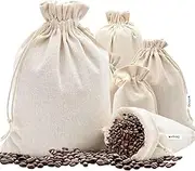 Vivva 10PCS Cotton Drawstring Bags,Reusable Muslin Storage Bags with Drawstrings,Canvas Bags,Biodegradable Fabric Bags,Snack Bags,Cloth Bags(20x30cm)