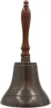Call Service Bell 11" Solid Brass Hand Bell School Bell with Wood Handle