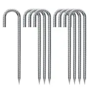 Rebar Stakes J Hook Extra Heavy Duty Rust Proof Stakes, 8 pack(12"+1/4")