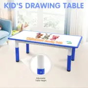 Kids Children 120x60cm Blue Adjustable Studying Drawing Whiteboard Table Desk