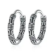 3PCS Copper Woman Fashion Jewelry Black Retro Round Simple Hemp Rope Chain Earring