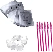 minkissy 100 Pairs Eye Shadow Pads Diy Lash Extension Kit Eyelash Brush Holder for Professional Use