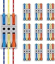 QCCAN 50PCS Lever Wire Connectors, 3 in 3 Out Quick Wire Connectors, Electrical Lever Nuts Wire Connectors Push-in Conductor Terminal Block AWG 28-12