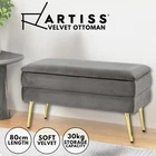 Artiss Ottoman Storage Foot Stool Bench Seat Blanket Box Padded Chest Grey 80cm